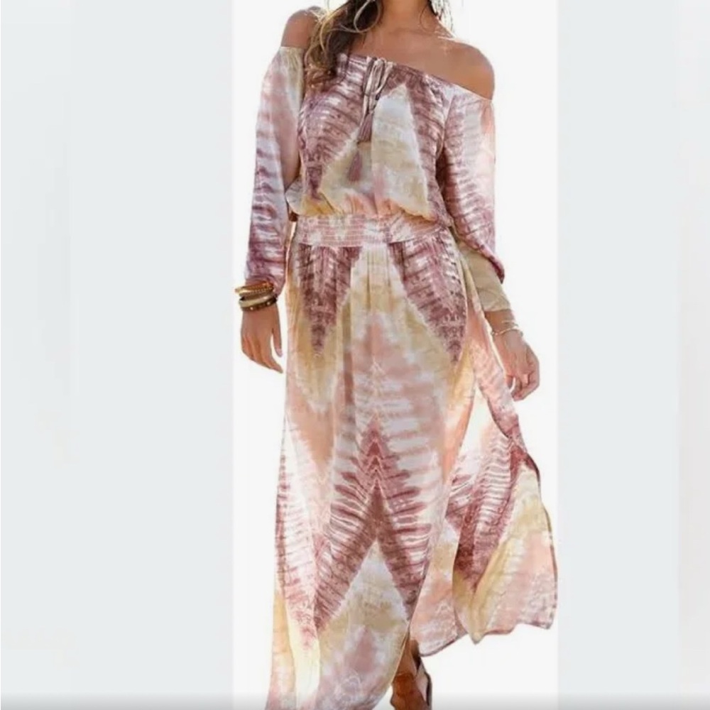 Bohemian Off-Shoulder Maxi Dress